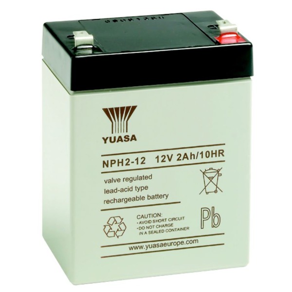 NPH2-12 von Yuasa ist ein Blei-Säure Ersatzakku mit 2AH Kapazität und 12V.