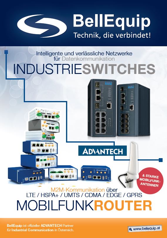 Titelblatt BellEquip Folder Advantech Mobilfunkrouter und Industrieswitches